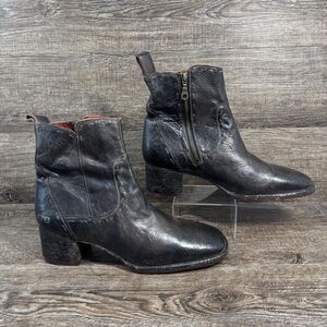 Bed Stu Merryli Boots Women's 10 Black Leather Ankle Side Zip Red Sole Cobbler